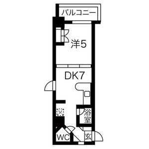 1LDK・DK7帖、洋室5帖、バルコニー