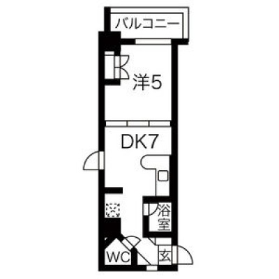 1LDK・DK7帖、洋室5帖、バルコニー