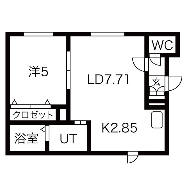 1LDK・LD7.71帖、K2.85帖、洋室5帖