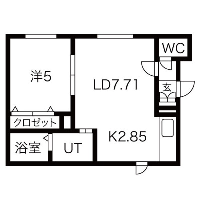1LDK・LD7.71帖、K2.85帖、洋室5帖