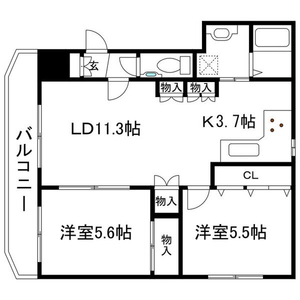 LD11.3帖・K3.7帖の2LDK
