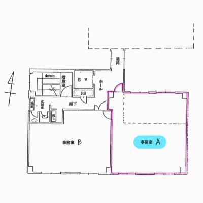 2階A区画の図面（色枠部分）