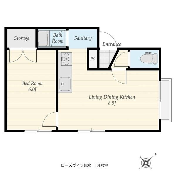 101号室：LDK8.5帖・洋室6帖