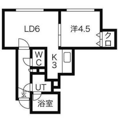 103号室の1LDK間取り図