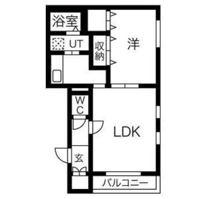 411号室の1LDK間取り図