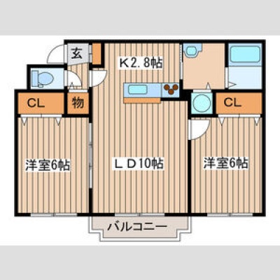 LD10帖・洋室6帖×2の2LDK