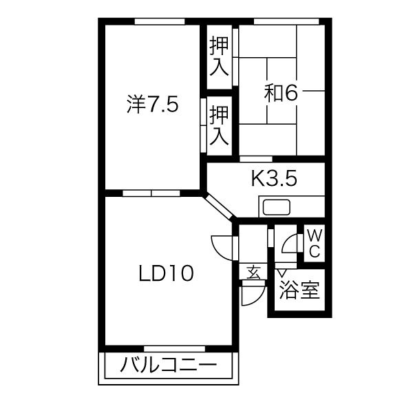 49㎡の2LDK間取り図