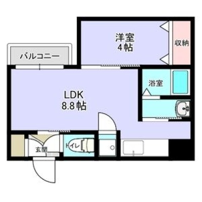 LDK8.8帖・洋室4帖の1LDK