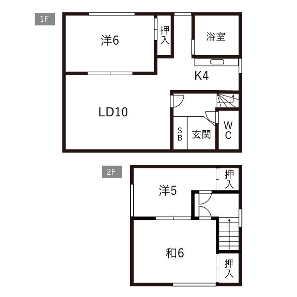 3LDK・1階と2階の間取り