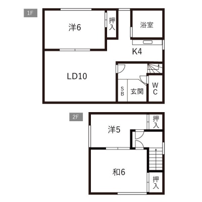 3LDK・1階と2階の間取り