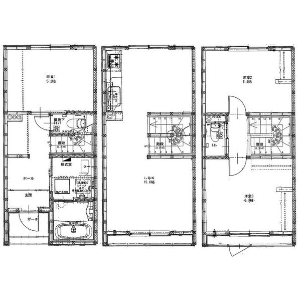 当室間取り図（1～3階）