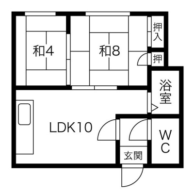 LDK10帖・和室8帖・和室4帖の2LDK