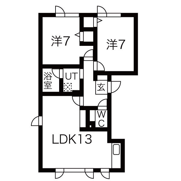 LDK13帖・洋室7帖×2の2LDK