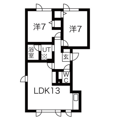 LDK13帖・洋室7帖×2の2LDK