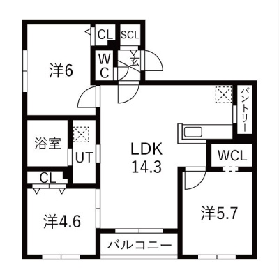 205号室の間取り