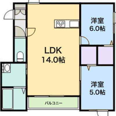 間取図（2LDK・56.62㎡）
