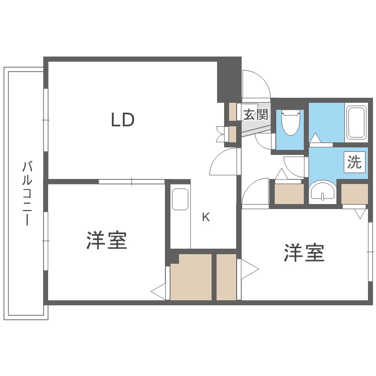 307号室の間取り 2LDK