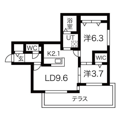 103号室：2LDK・テラス・WIC