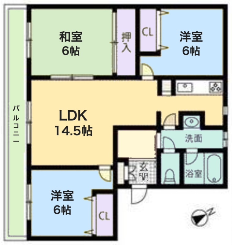 間取図（3LDK・63㎡）