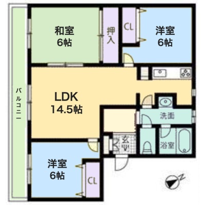 間取図（3LDK・63㎡）