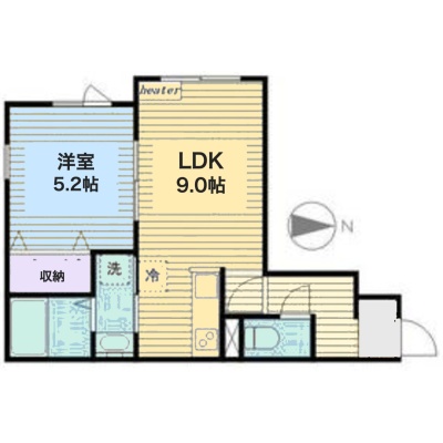 間取図（1LDK・37.45㎡）