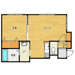 35.43㎡の1LDK間取り参考図
