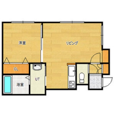 35.43㎡の1LDK間取り参考図