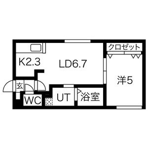 LD6.7帖・K2.3帖・洋室5帖の1LDK