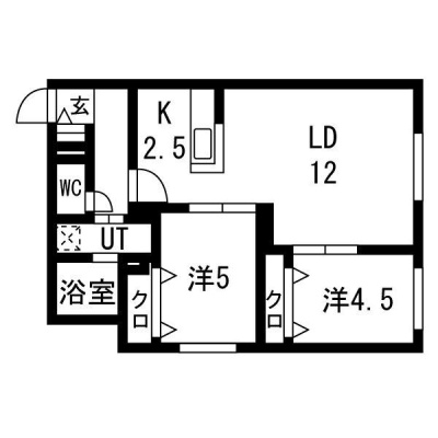 201号室・2LDKの間取り