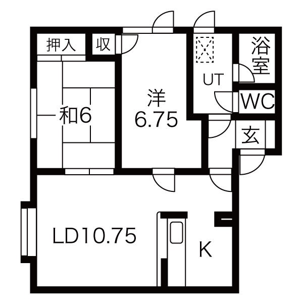 LD10.75帖・和室もある2LDK