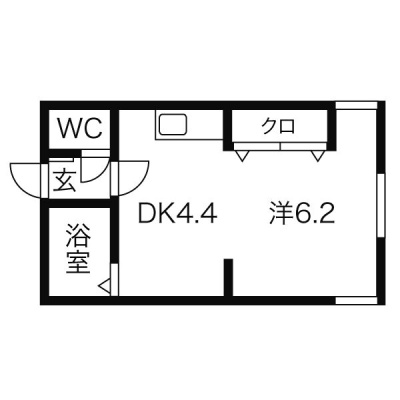 103号室・DK4.4帖と洋室6.2帖の1DK