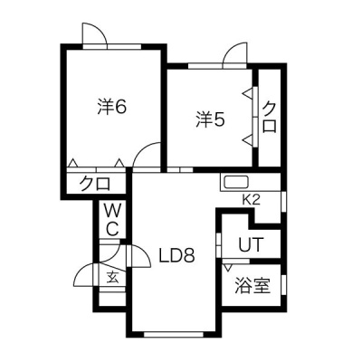 2LDK／LD8帖・K2帖・洋室6帖・洋室5帖