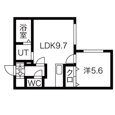 403号室 間取り（LDK9.7帖・洋室5.6帖）