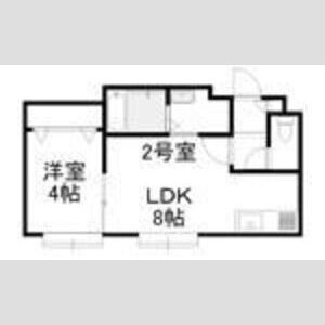 302号室募集図。29.45㎡、LDK8帖・洋室4帖の1LDK