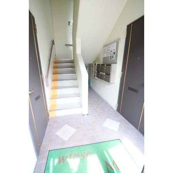 建物のエントランスと集合ポスト。