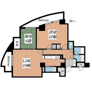 803号室・75.39㎡の2LDK。LD15帖＋K4帖、和室6帖、洋室12帖の間取り。
