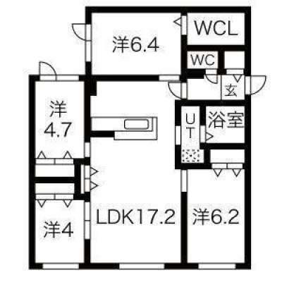 82.53㎡、4つの洋室を備えた4LDK