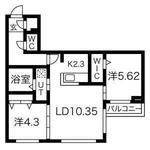 206号室の間取り