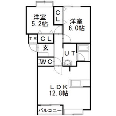 202号室・2LDKの間取り