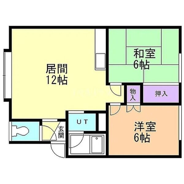 LDK12帖・洋6帖・和6帖の2LDK。