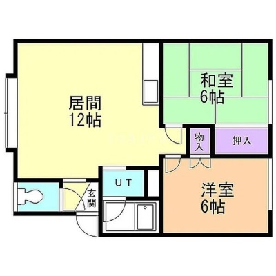 LDK12帖・洋6帖・和6帖の2LDK。