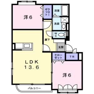 洋室各6帖の60.66㎡・2LDK