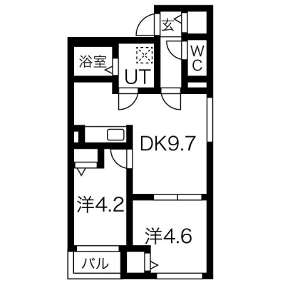 2LDK・42.17㎡／原本掲載間取り