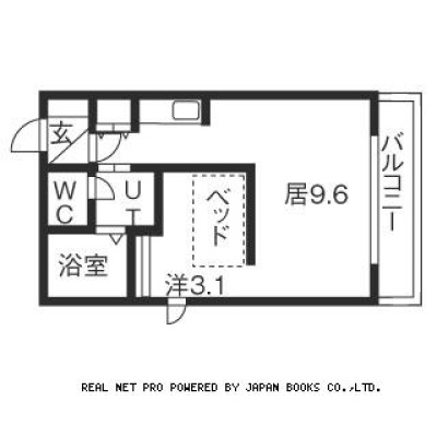 ＬＤＫ９．６帖＋洋室３．１帖の間取り