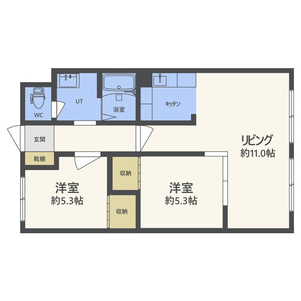 202号室・2LDKの間取り
