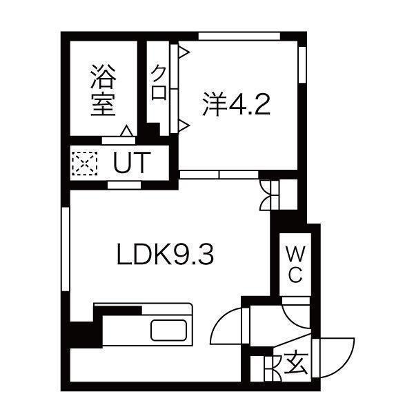 1号室タイプの間取り図