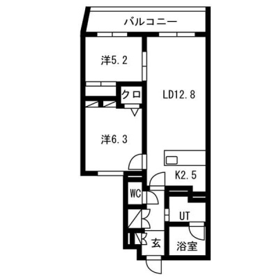62.27㎡・2階以上2号室タイプの間取り