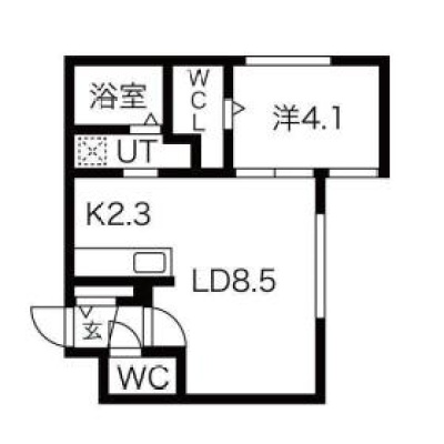 32.55㎡・2階以上2号室タイプの間取り