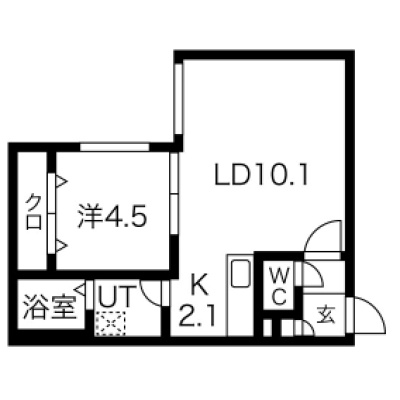 35.21㎡・1号室タイプの間取り（参考）