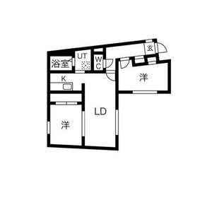 50.41㎡の2LDK。LDK10帖と洋室2室です。